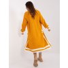 Mustard long cardigan with oversize cut (Barva dark yellow, Velikost ONE SIZE)