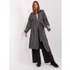 Dark gray long cardigan with braids RUE PARIS (Barva dark grey, Velikost ONE SIZE)