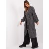 Dark gray long cardigan with braids RUE PARIS (Barva dark grey, Velikost ONE SIZE)