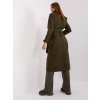 Khaki long coat with belt OCH BELLA (Barva khaki, Velikost S)