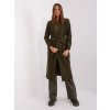 Khaki long coat with belt OCH BELLA (Barva khaki, Velikost S)