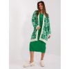 Green and ecru loose cardigan with patterns (Barva green, Velikost ONE SIZE)