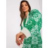 Green and ecru loose cardigan with patterns (Barva green, Velikost ONE SIZE)
