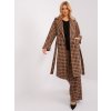 Camel-black long coat with belt (Barva camel, Velikost L/XL)
