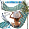 Zahradní houpací síť vyztužená pruhovaným barevným dřevem houpačka 200 x 80 (Velikost univerzální)