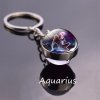 0 variant leo libra scorpio 12 constellation keychain glass ball pendant zodiac sign keychain car key rings men women birthday gifts
