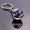 9 variant leo libra scorpio 12 constellation keychain glass ball pendant zodiac sign keychain car key rings men women birthday gifts