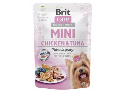 Brit Care kapsička pro dospělé psy malých plemen kuře a tuňák ve šťávě, 85 g