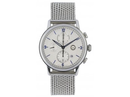 mercedes benz men automatic chronograph Classic silver coloured off white blue b66041932 1