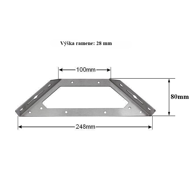 Plochý spojovací úhelník - konzole Rozměr: 100x248 mm