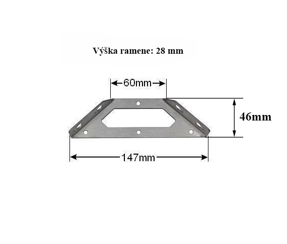 Plochý spojovací úhelník - konzole Rozměr: 60x147 mm