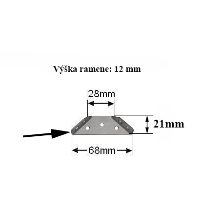 Plochý spojovací úhelník - konzole Rozměr: 28x68 mm