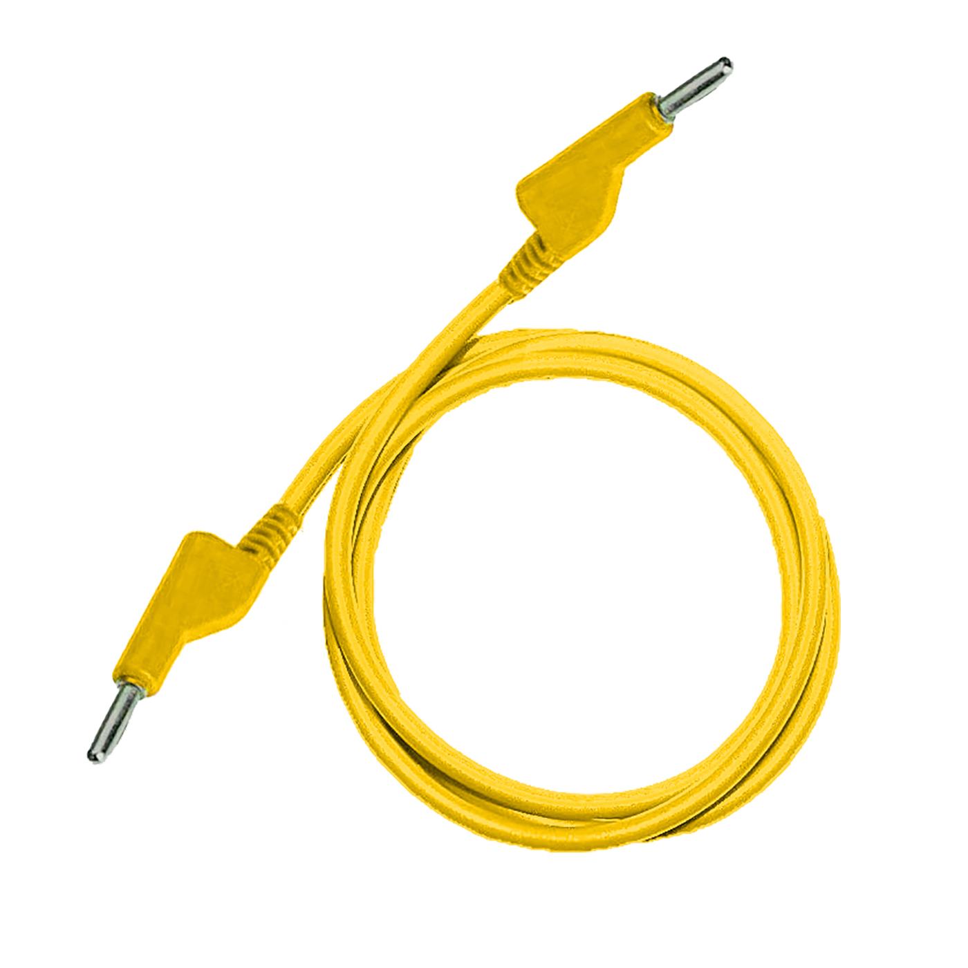Testovací / laboratorní kabel Ø4 mm Barva: Žlutá, Model: Banánek-banánek, Rozměr: 50 cm