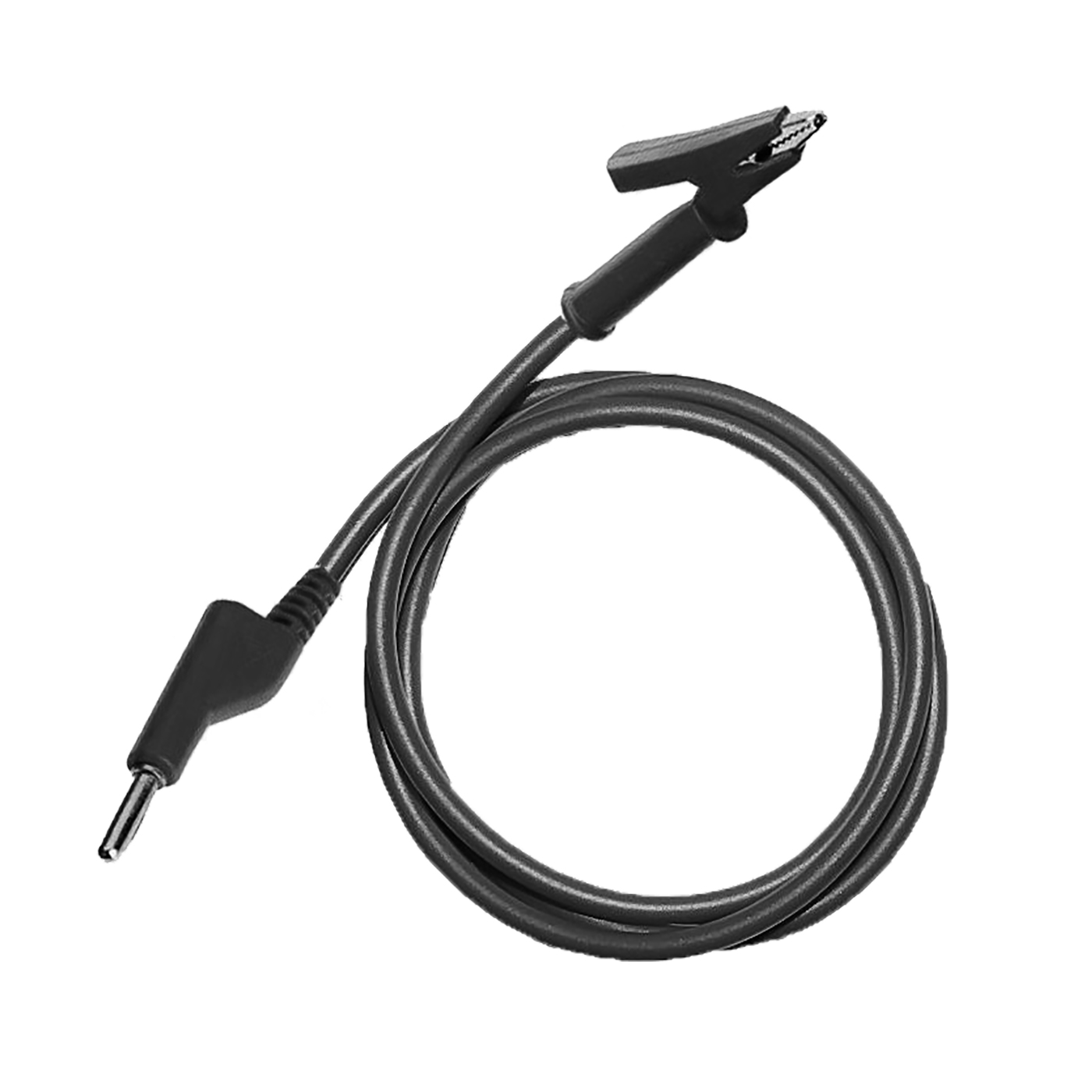 Testovací / laboratorní kabel Ø4 mm Barva: Černá, Model: Banánek-krokosvorka, Rozměr: 200 cm