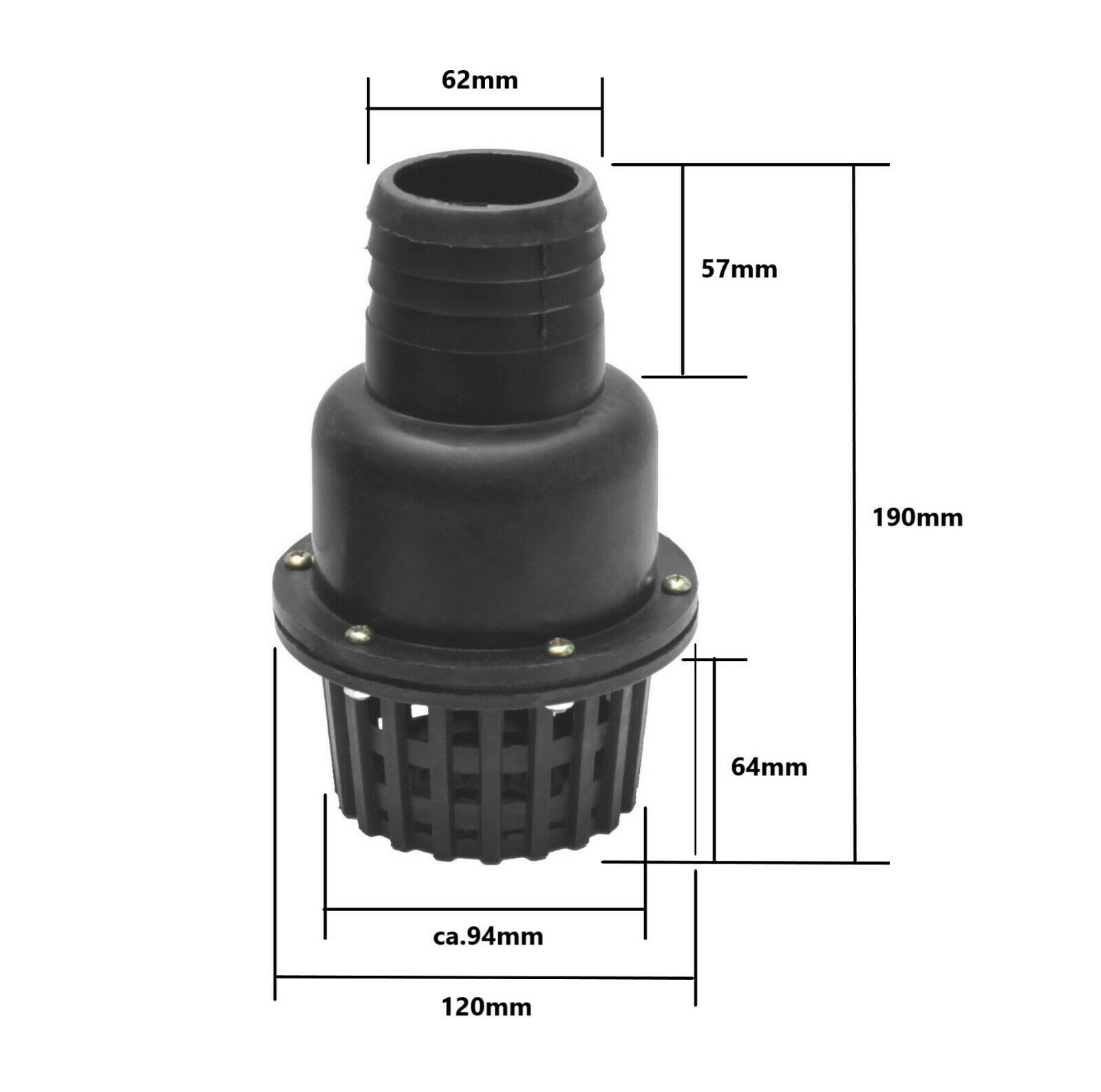 Sací koš se zpětnou klapkou Průměr: 2,5“ (62 mm)