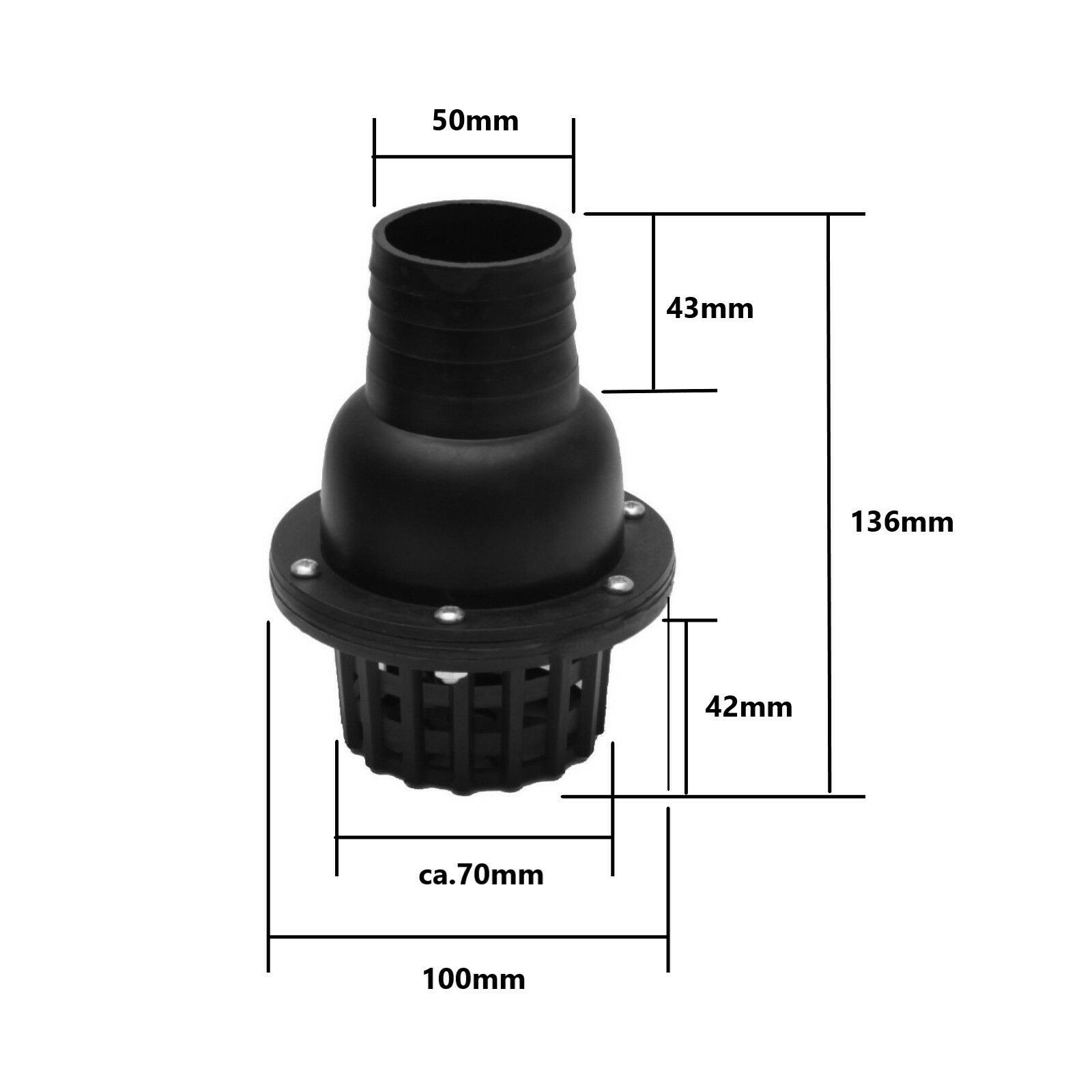 Sací koš se zpětnou klapkou Průměr: 2,0“ (50 mm)