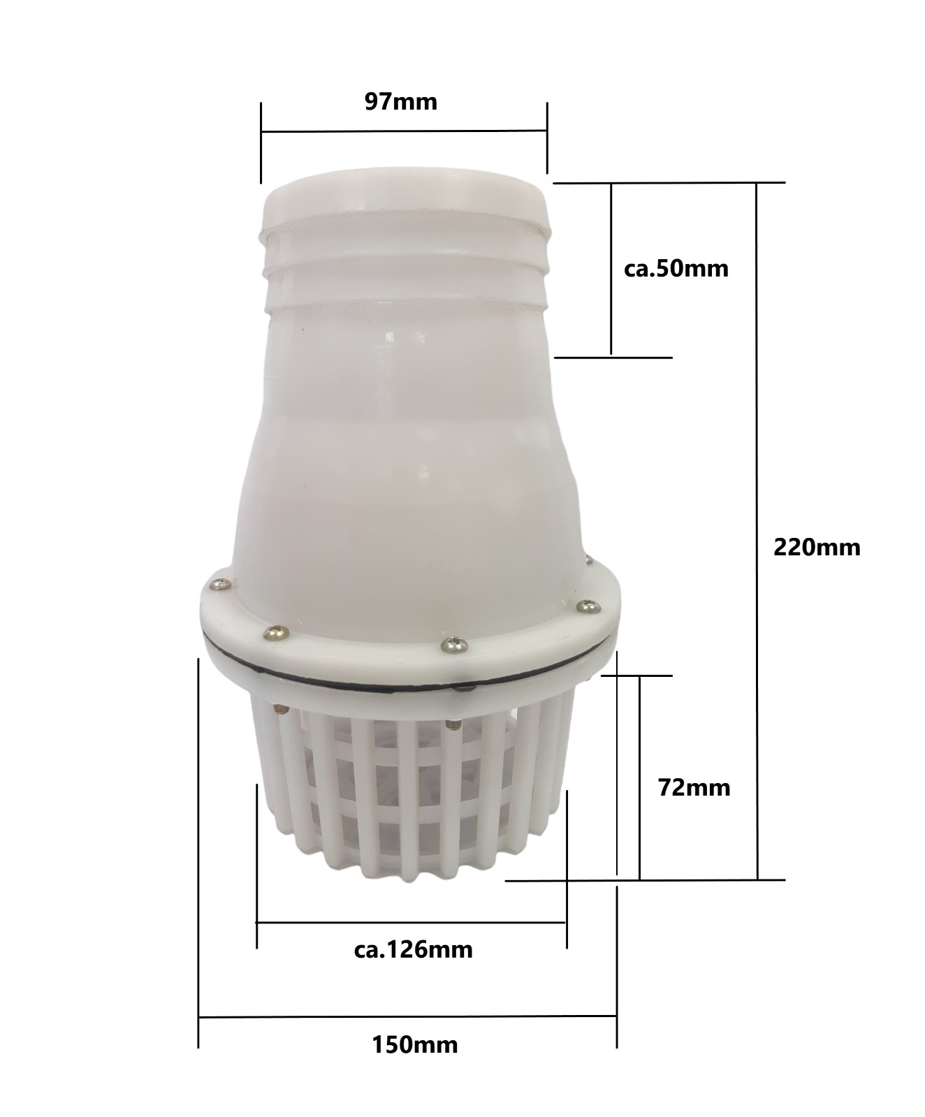 Sací koš se zpětnou klapkou Průměr: 4,0“ (97 mm)