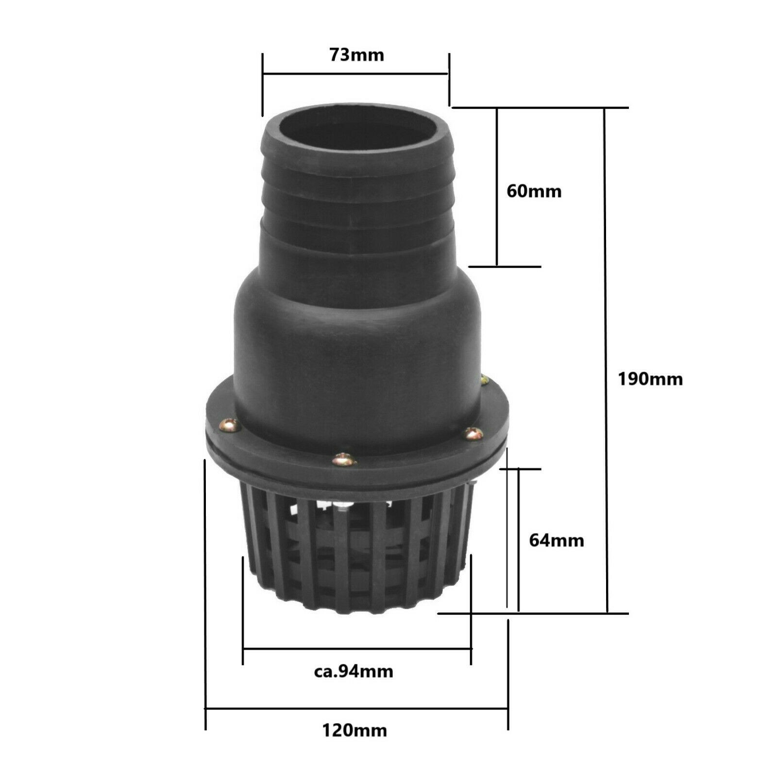 Sací koš se zpětnou klapkou Průměr: 3,0“ (73 mm)