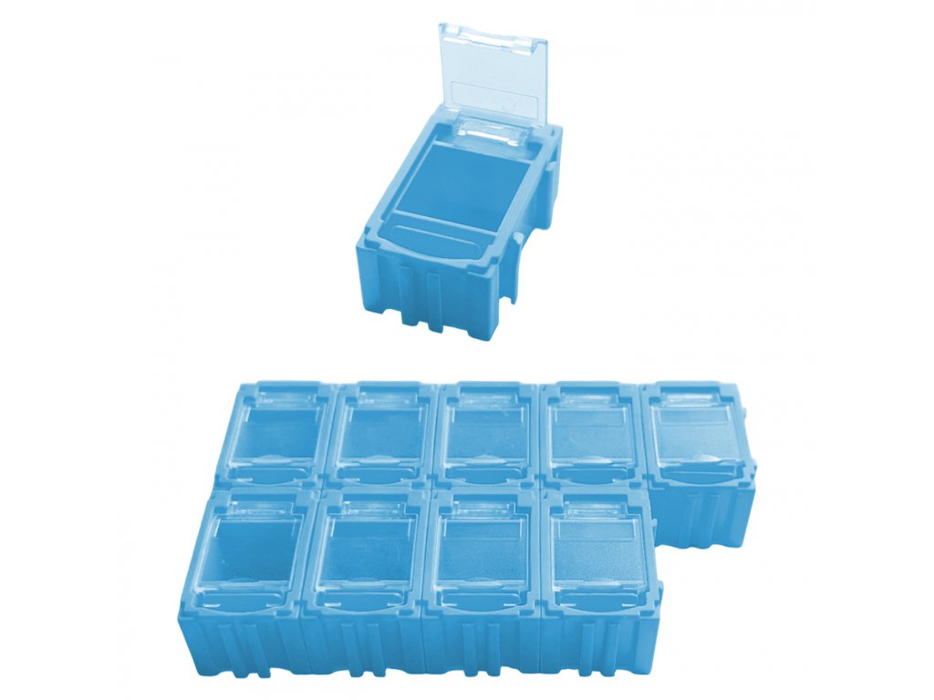 Organizér - úložný box pro SMD/SMT součástky 45x29,5x22 mm [10 ks] Barva: Modrá