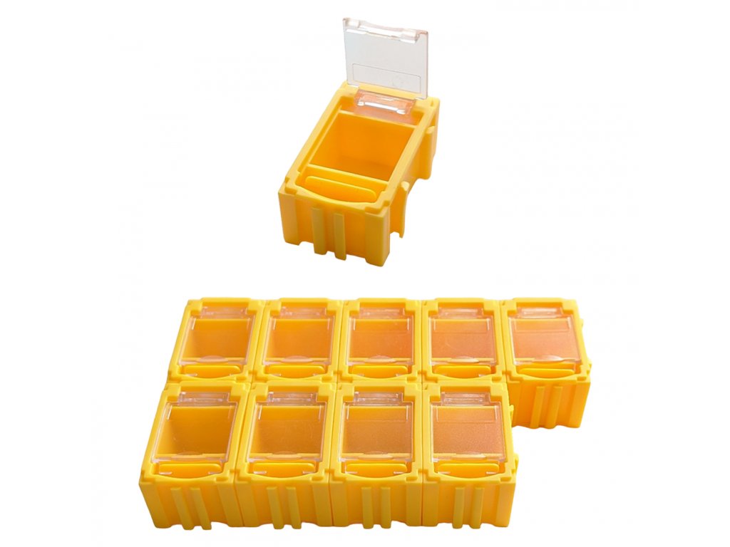 Organizér - úložný box pro SMD/SMT součástky 45x29,5x22 mm [10 ks] Barva: Oranžová