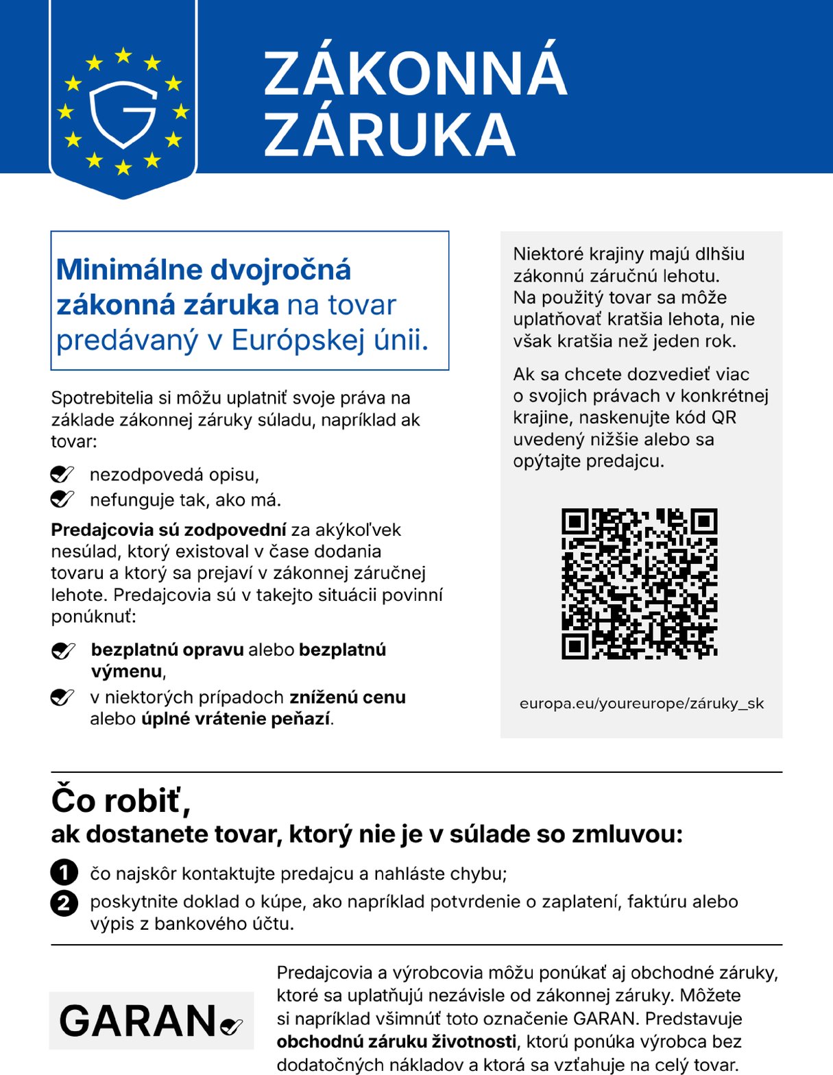 Harmonizované oznámenie o zákonnej zodpovednosti za vady