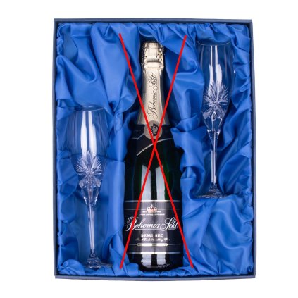 Sada na sekt se skleničkami 150ml, Mašle (Sampus set - pocet sklenicek 2 ks broušených skleniček)