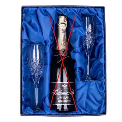 Sada na sekt se skleničkami 150ml, Větrník (Sampus set - pocet sklenicek 2 ks broušených skleniček)