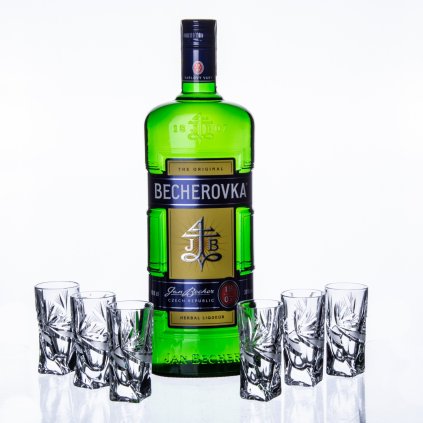 becherovka 10l a 6ks sklenicek 50ml masle