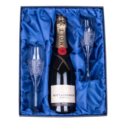 Moët & Chandon Imperial Brut a sklenice 150ml, Iris (Sampus set - pocet sklenicek 4 ks broušených skleniček)