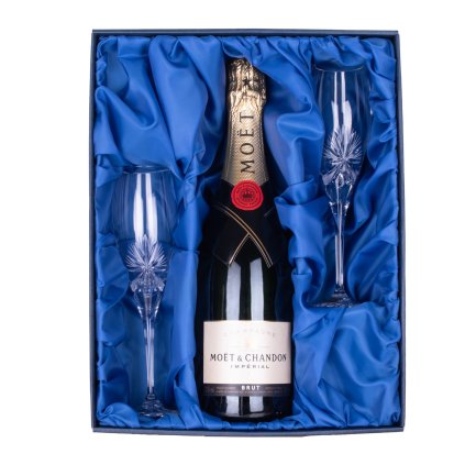 Moët & Chandon Imperial Brut a sklenice 150ml, Mašle (Sampus set - pocet sklenicek 4 ks broušených skleniček)