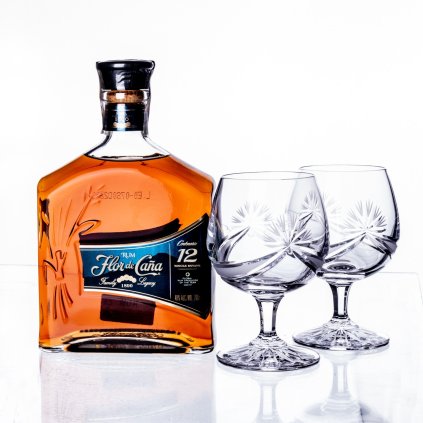 flor de cana 12y se sklenicemi 280ml masle