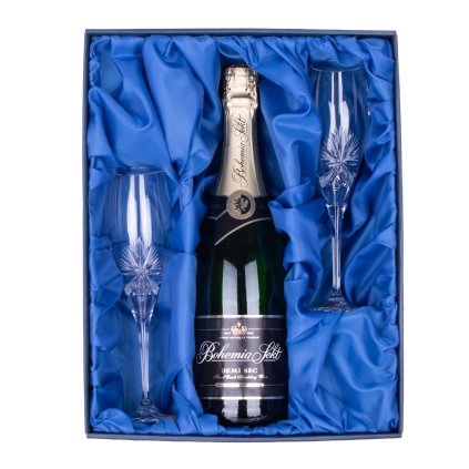 Bohemia Sekt Demi Sec se skleničkami 150ml, Mašle (Sampus set - pocet sklenicek 4 ks broušených skleniček)