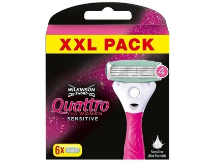 Wilkinson Sword Quattro For Women Sensitive náhradní břity 6 ks