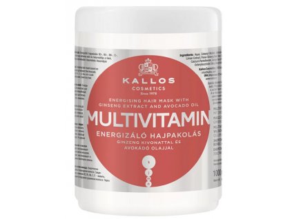 Kallos Multivitamin Energizující vlasová maska s extraktem ženšenu a avokádovým olejem 1000 ml