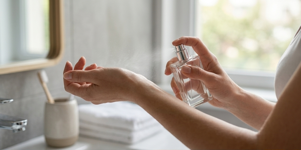 Porovnanie dvoch flakónov parfumu s označením Eau de Toilette a Eau de Parfum, ktoré sa líšia sýtosťou farby tekutiny.