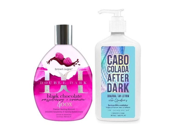 Tan Incorporated Double Dark Black Chocolate Raspberry Cream 400ml + Cabo Colada After Dark 530ml