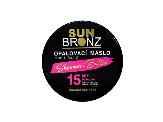 SUNBRONZ Opalovací tělové máslo s bronzerem a třpytivým efektem SPF 15 100ml