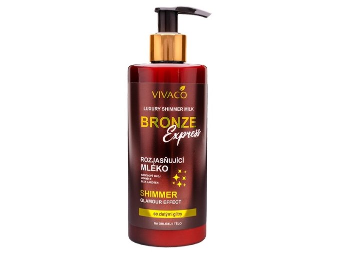 Bronze Express Rozjasňující tělové mléko se zlatými glitry 300ml