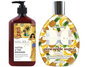 Tan Incorporated Double Dark Pineapple Sugar Bronzer 400ml + hydratační krém s bronzerem Malibu Tan 530ml
