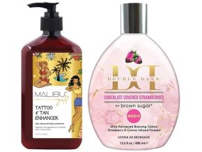 Tan Incorporated Double Dark Chocolate Covered Strawberries 400ml + hydratační krém s bronzerem Malibu Tan 530ml