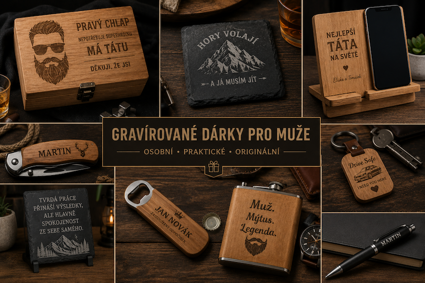 Gravírované dárky pro muže: originální nápady, které opravdu potěší