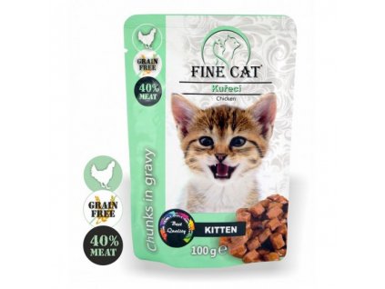 FINE CAT kapsička GRAIN FREE KITTEN KUŘECÍ v omáčce 100g