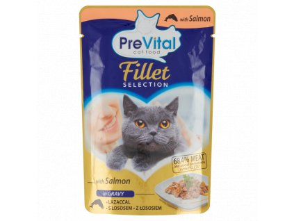 PreVital 85g NATUREL kočky s lososem v omáčce