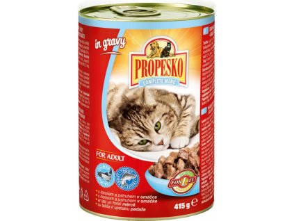 Propesko 415g kousky kočka losos+pstruh v omáčce