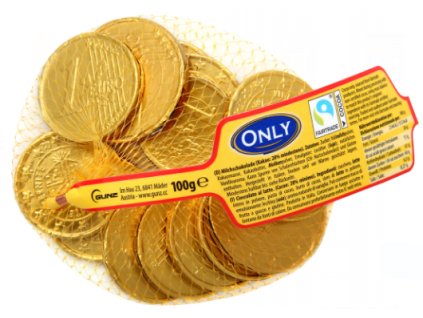 Zlaté mince EURO mléčná čokoláda 100g