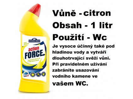 FORCE ČISTÍCÍ GEL NA WC - CITRÓNOVÁ VŮNĚ 1 L