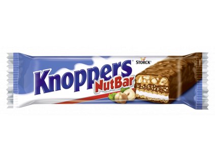 Knoppers NutBar tyčinka plněná mléčným krémem a nugátem a sekané lískové oříšky 40g