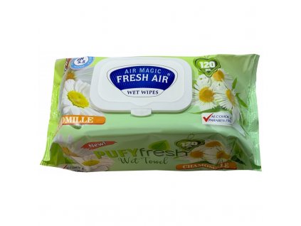 Fresh Air vlhčené ubrousky 120ks klip Pufy chamomille