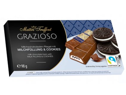 Grazioso mléčná čokoláda s mléčným krémem a kakaovými sušenkami 98g