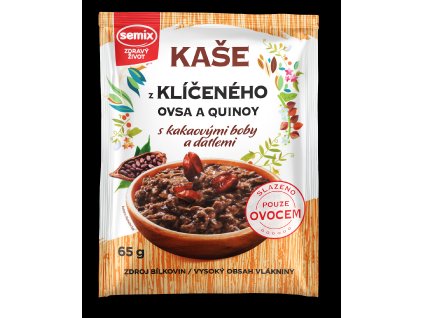 KAŠE Z KLÍČENÉHO OVSA A QUINOY S KAKAOVÝMI BOBY A DATLEMI BEZ LEPKU 65 G
